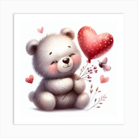 Bear Valentine's day Art Print