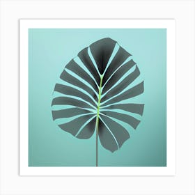 Monstera Leaf on grey blue solid background, 1289 Art Print