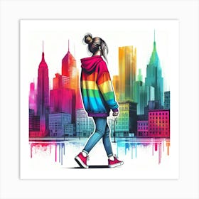 Girl Walking In The City Art Print