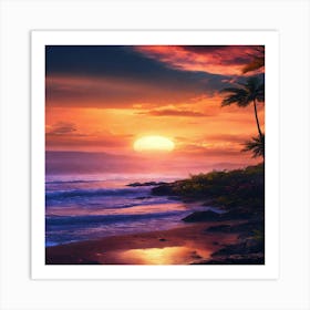 Sunset At The Beach 17 Art Print