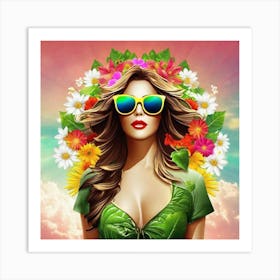 Flower Girl In Sunglasses 1 Art Print