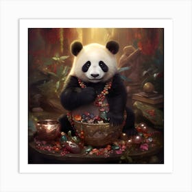 Bejewelled Panda Bear caught red-pawed stealing some bling! 1 Art Print