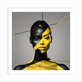 Black And Yellow Woman Art Print