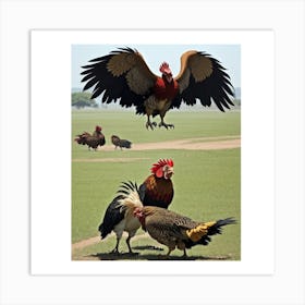 Rooster In Flight Art Print