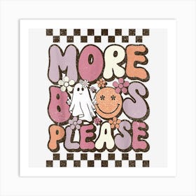 More Boos Please Retro Groovy Halloween Ghost Beer Drinking 1 Art Print