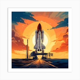 Retro Rocket Art Print