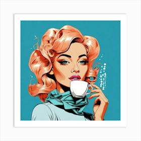 Pop Girl Drinking Coffee Art Print