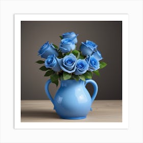 Blue Roses In A Vase Art Print