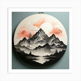 Boho Art Silhouette of Mountains Art Print