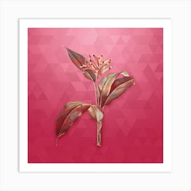 Vintage Lobster Claws Botanical in Gold on Viva Magenta n.0634 Art Print