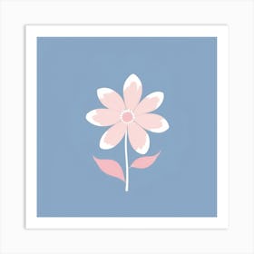 A White And Pink Flower In Minimalist Style Square Composition 324 Art Print