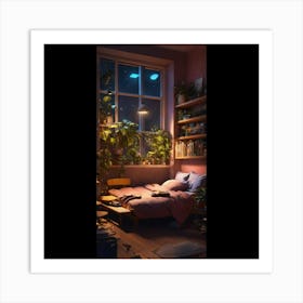 Bedroom With Plants Art Print