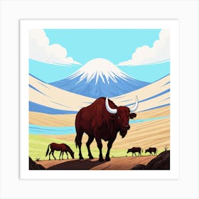 Cows In The Mountains 1 Art Print