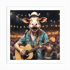 Cow With Guitar 2 Art Print