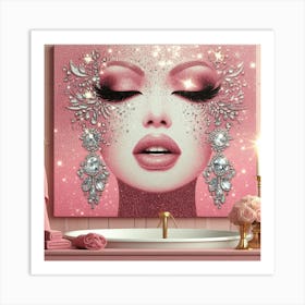 Glamorous glitter Bathroom 2pink Art Print