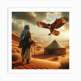 Bedouin With Hunting Hawk 1 Art Print