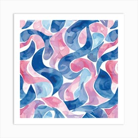 Blue And Pink Swirls Art Print