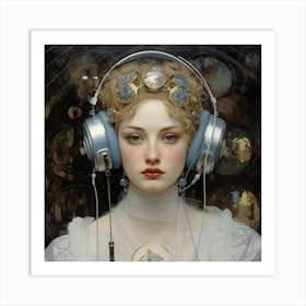 'The Girl With Headphones' Art Print