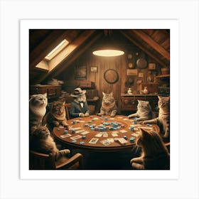 Cats Playing Poker 2 Art Print