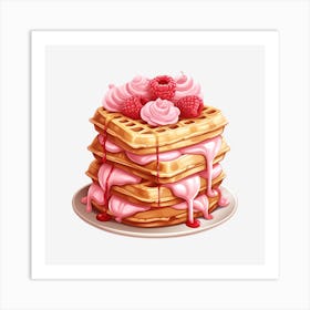 Waffles With Raspberry Icing 1 Art Print