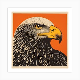 Retro Bird Lithograph Bald Eagle 2 Art Print