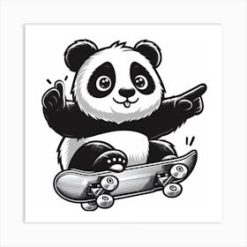 Panda Bear Skateboarding 1 Art Print