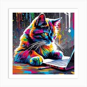 Colorful Cat Painting Art Print