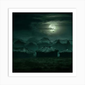 Dark Village At Night Art Print