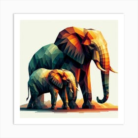 Mud Bath Mates Elephants Art Print