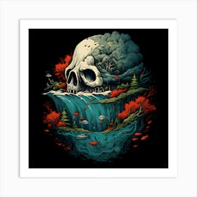 Skull In The Water Art Print