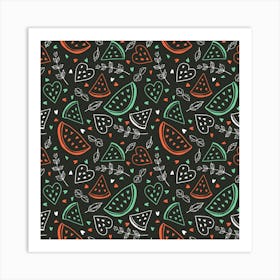 Seamless Vector Pattern With Watermelons Mint Art Print