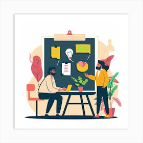 A Team Brainstorming Vector Design Illustration 1718665974 3 Art Print