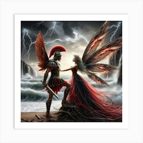 Spartacus Warriors And The Fairy 1 Art Print