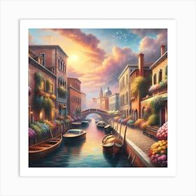 Venice At Sunset 1 Art Print