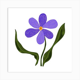 Purple Flower Isolated On White Background Art Print