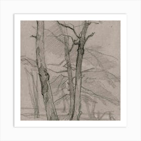 Two Trees In The Woods Art Print