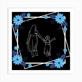 Mother And Daughter Holding Hands Happy Mother's Day Art Print