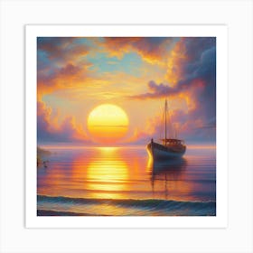 Sunset Sailboat 1 Art Print