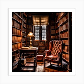 Old Library With Leather Chair Art Print