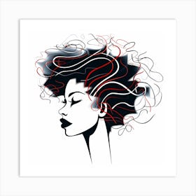 Woman With Curly Hair Art Print