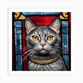 Cat, Pop Art 3D stained glass cat superhero limited edition 15/60 Art Print