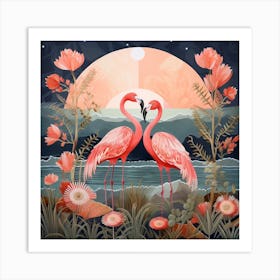 Bird In Nature Flamingo 3 Art Print