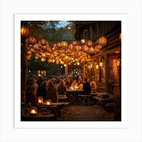 A Lively Autumn Festival Drenched In Rustic Charm Cascading Lanterns Of Burnished Gold And Amber (2) 1 Art Print