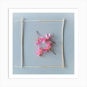 Pink Flowers In A Frame Art Print