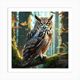 Owl In The Forest 161 Art Print