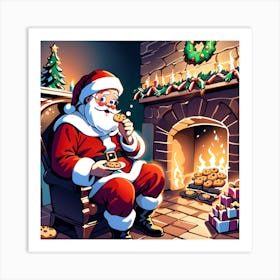 Christmas With Santa Art Print