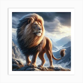 Majestic Lion On Mountain Tops Art Print