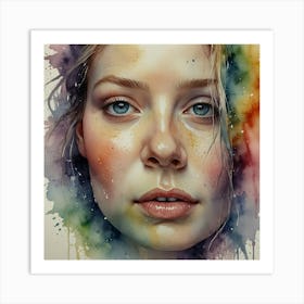 Watercolor Portrait Of A Girl 1 Art Print