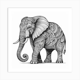 Line Art elephant 1 Art Print