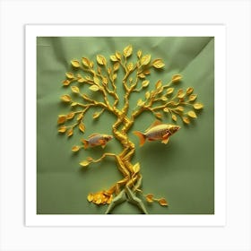 Gold Fish Tree 1 Art Print